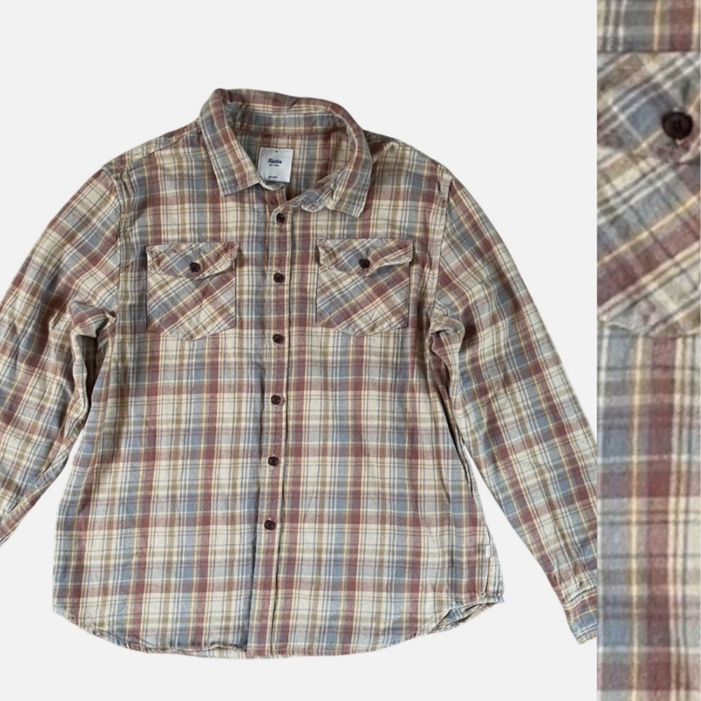 Katin Mens‎ XL Sleeve Heavyweight Cotton flannel-like Shirt Outdoor Cabincore